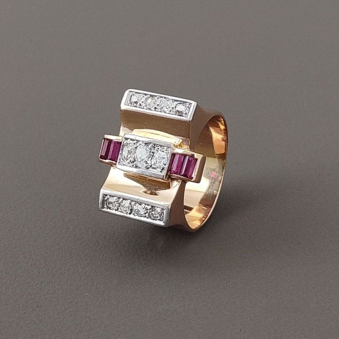 inel tank, unisex, aur 18k, diamante, certif.