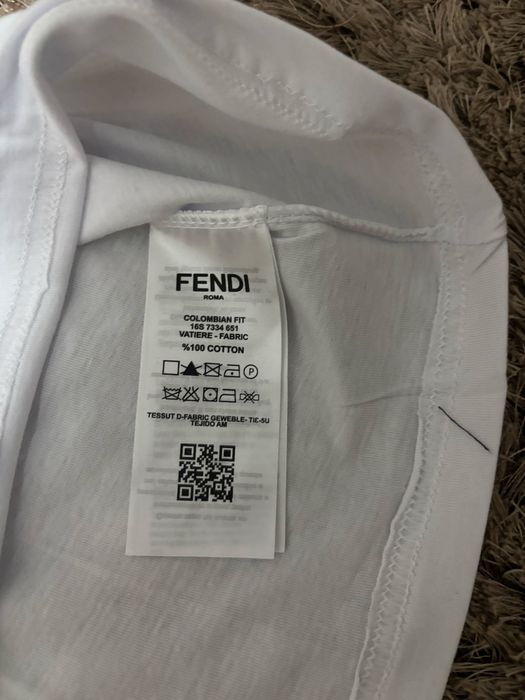 Tricou Fendi Roma – Alb cu mâneci monogramă FF – Mărimea L (Nou cu etichetă)