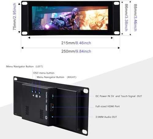 GeeekPi 7.84" 2U Rack LCD Touch 1280x400