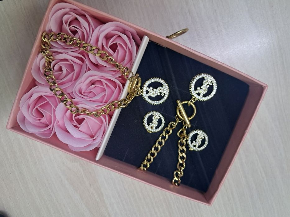 Set dama format din lanț, bratara și cercei