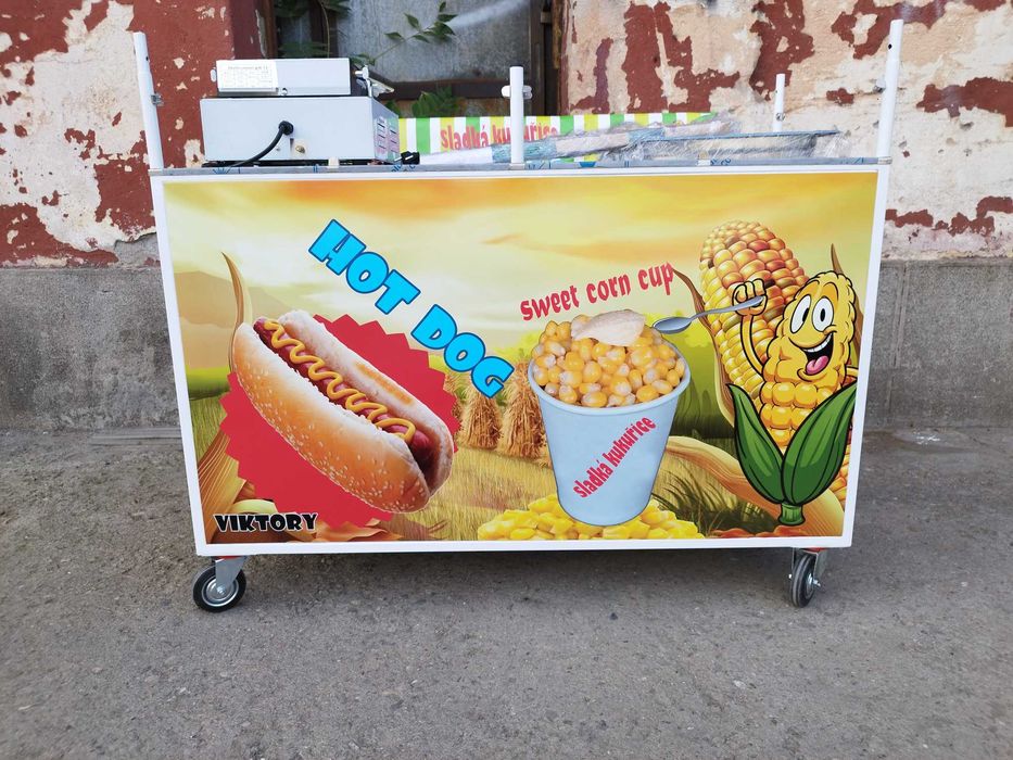 количка за царевица на пара,скара,пуканки,захарен памук