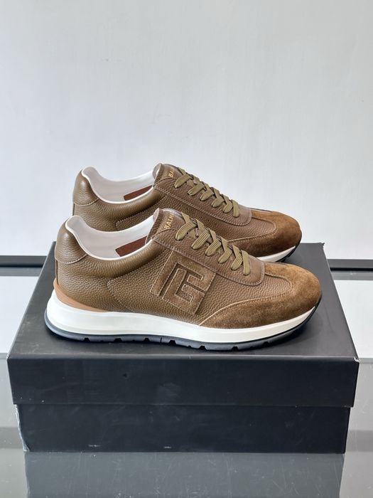 Balmain Monogram Runner Sneaker "Brown Leather"