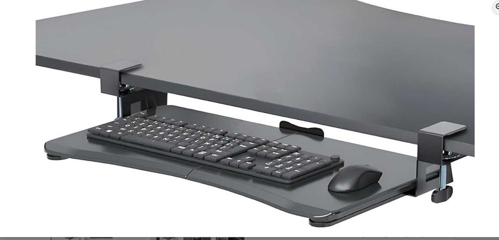 Suport Tastatura Instalare sub Birou, Negru/Maro Lemn, NOU