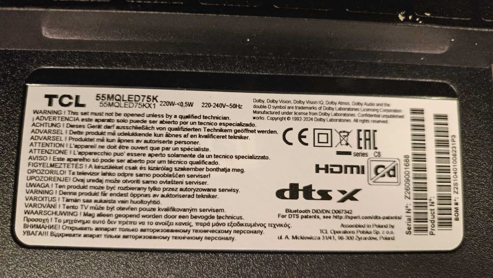 TCL 55MQLED75K за части