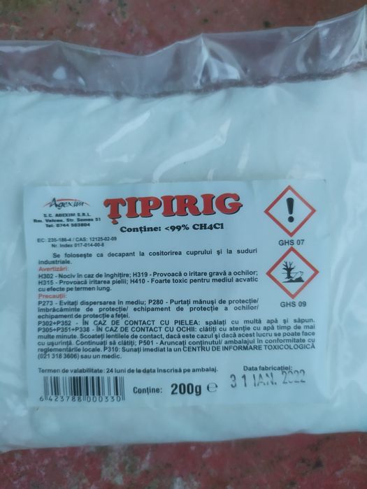 Țipirig, decapare tablă