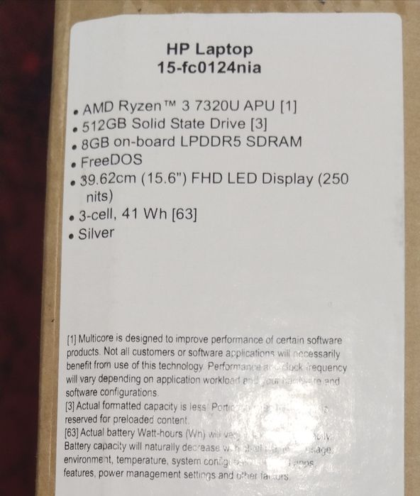 HP Laptop Notebook -15fc0124nia