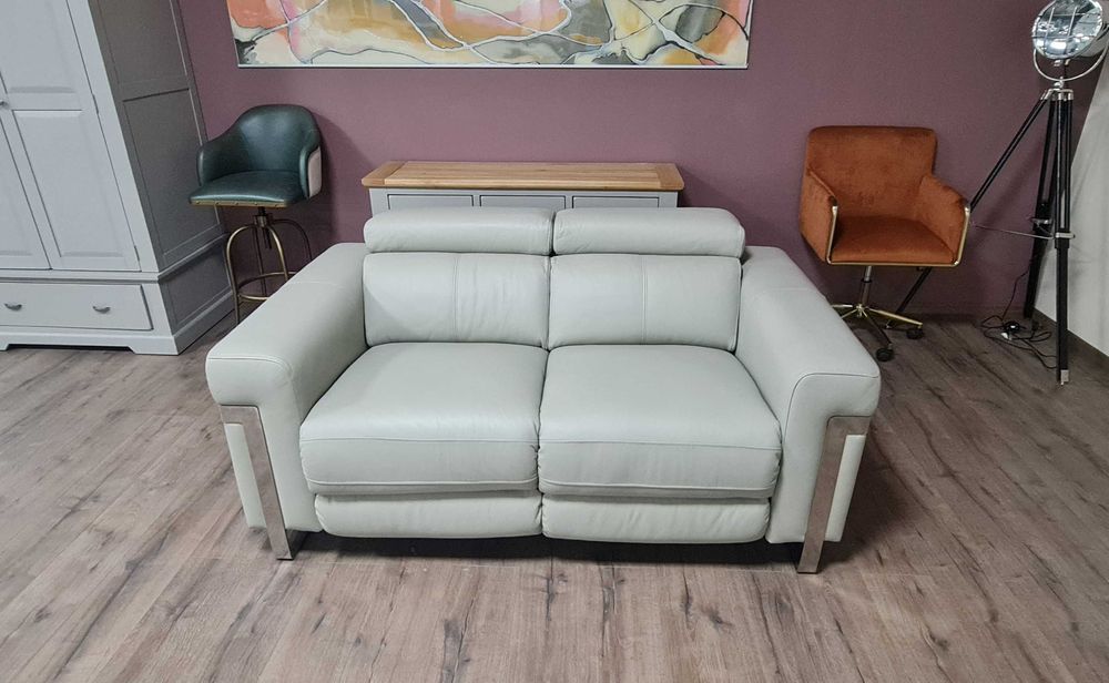 Сив кожен диван двойка "Moreno"