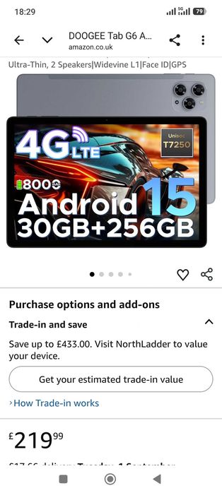 Чисто нов запечатан в целофан 11" таблет DOOGEE Tab G6 256GB 30GB RAM 4G SIM Android 16 Сив