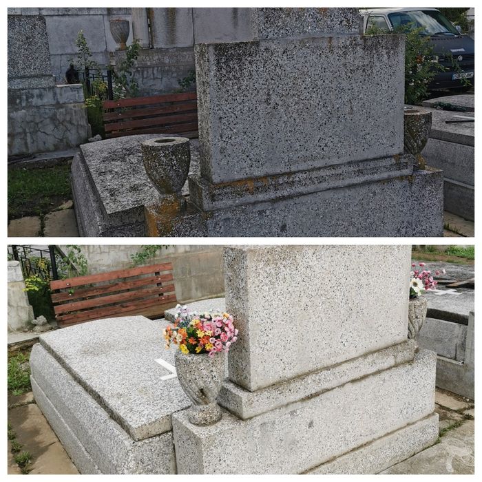 Curatare profesionala monumente funerare, morminte, piatra, caramida