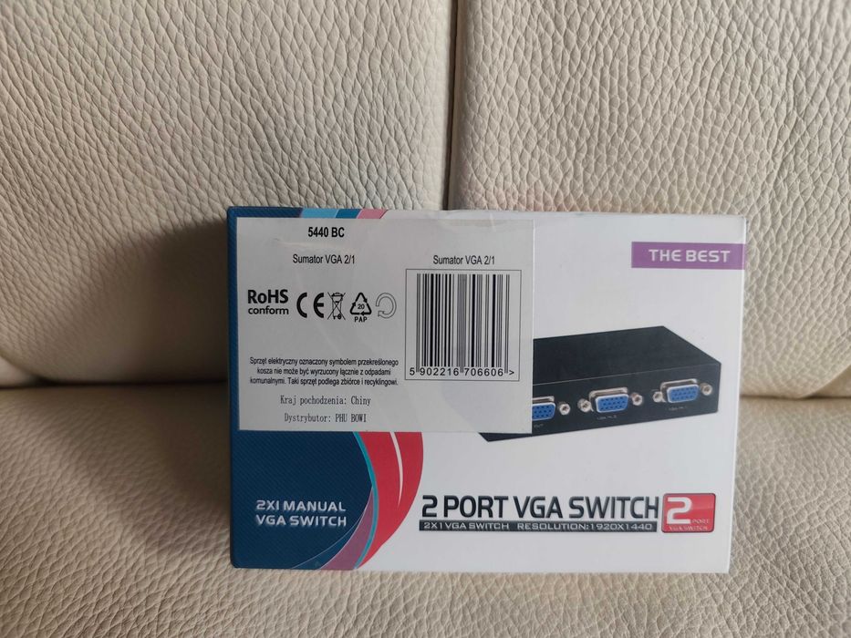VGA Switch 2-Port – превключвател за 2 PC към 1 монитор, черен