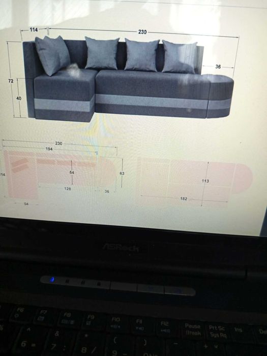 Кухненски ъглов диван, функция спане, почти неизползван, без забележки