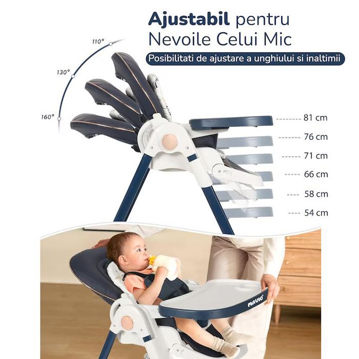 Scaun de Masa 3 in 1 Mavio® Ascend Nou, Sigilat, Inaltime Ajustabila, Varsta 6-36 luni, Roti Detasabile