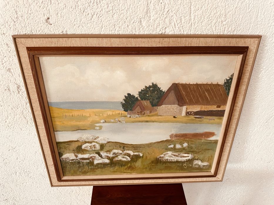 Оригинална шведска маслена картина – селски пейзаж, 1976 г
