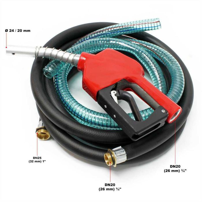 Pompa transfer combustibil 12V cu pistol și furtun - Debit 40L/minut