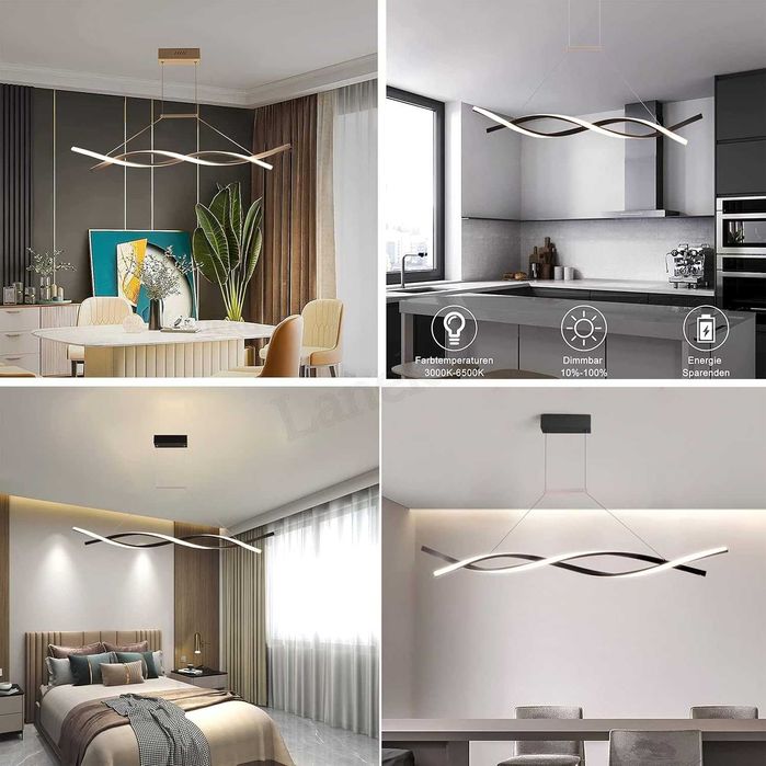 Модерна лед LED висяща лампа Димируема кухненска Висяща дистанционно