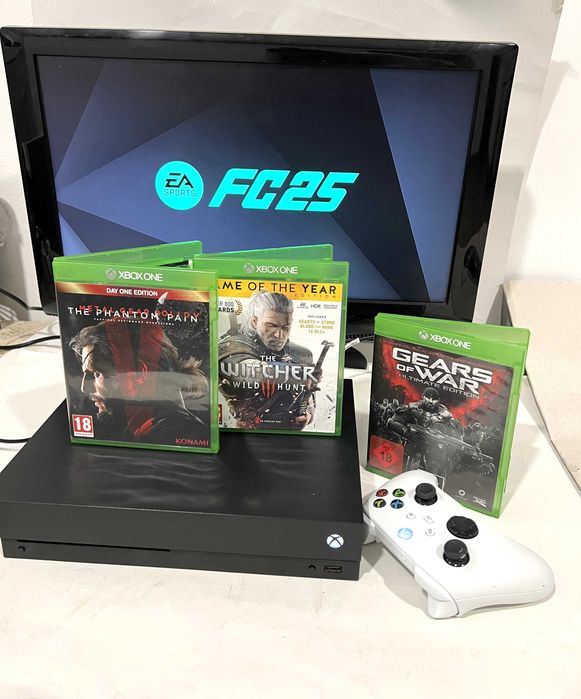 Consola  Xbox One X, 1TB, garantie, FC2025, Witcher, Gears of War și The Phantom Pain!