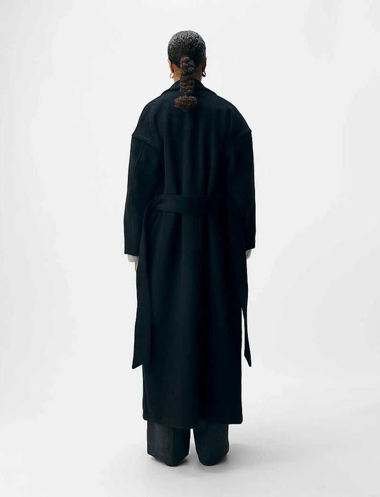 OBJECT OVERSIZE COAT , Черно дълго зимно палто,  100% вълна -  НОВО