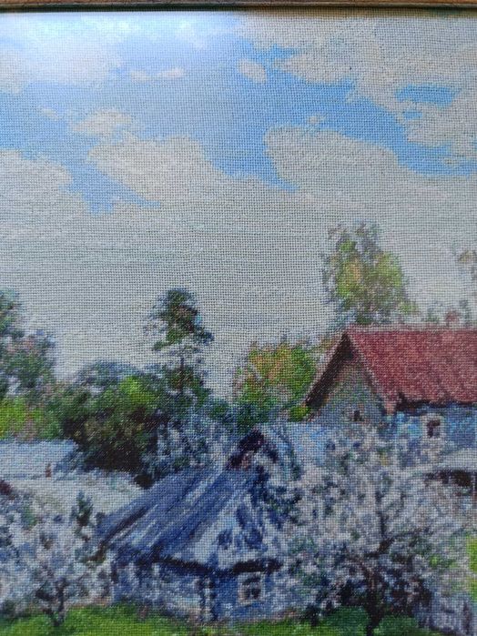 Гоблен ,, Пролет на село", ръчно ушит, единствен екземпляр в света