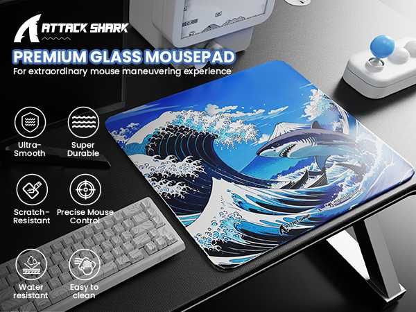 ATTACK SHARK CM05 Стъклен геймърски пад