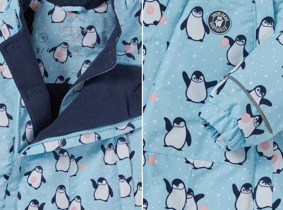 Combinezon schi/Salopeta de iarna, calduroasa cu gluga - 74cm