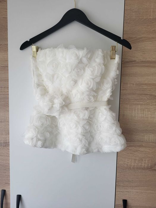 Бял топ с пеплум Christine fashion М размер