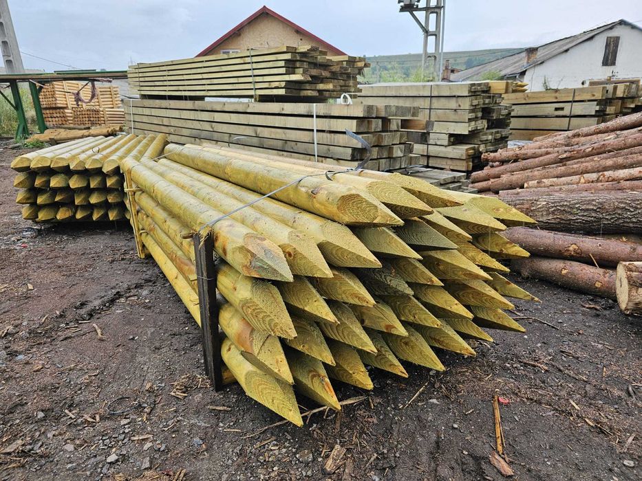 Lemn rotund strunjit cilindric si impregnat in autoclava