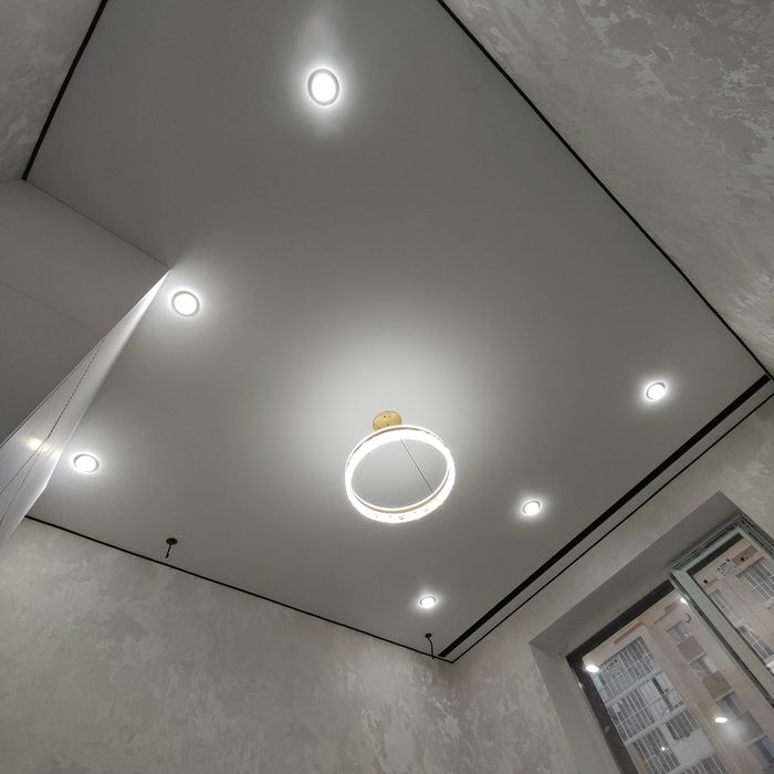 Натяжные потолки, слив воды, ремонт порезов,белый глянец/матовый/сатин