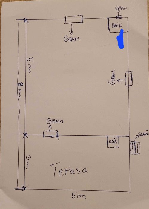 Casuta,Cabana lemn 5x8 cu baie