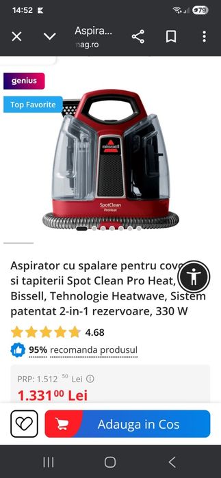 Aspirator bissel spot clean ,pt tapițeri saltea etc ,nou sigilat .