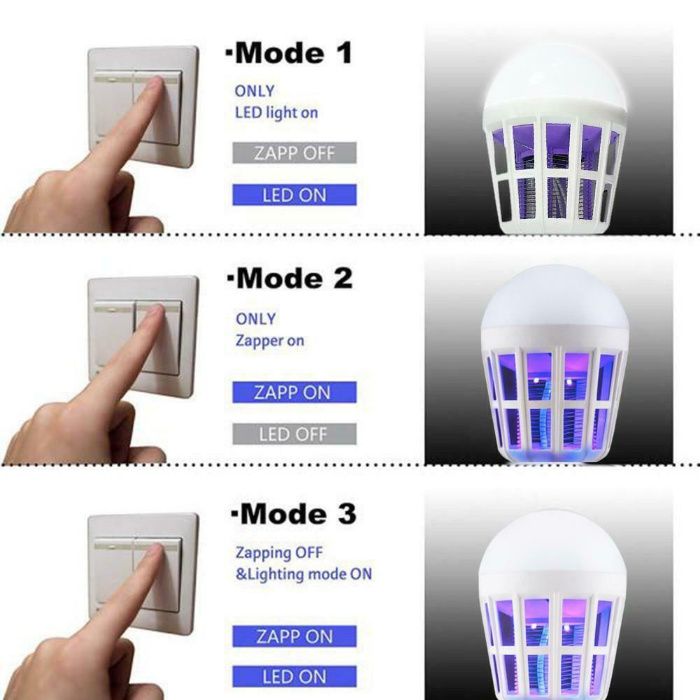 Lampa cu brat flexibil + bec cu LED omoara tantari E27 15W. Noi ambale