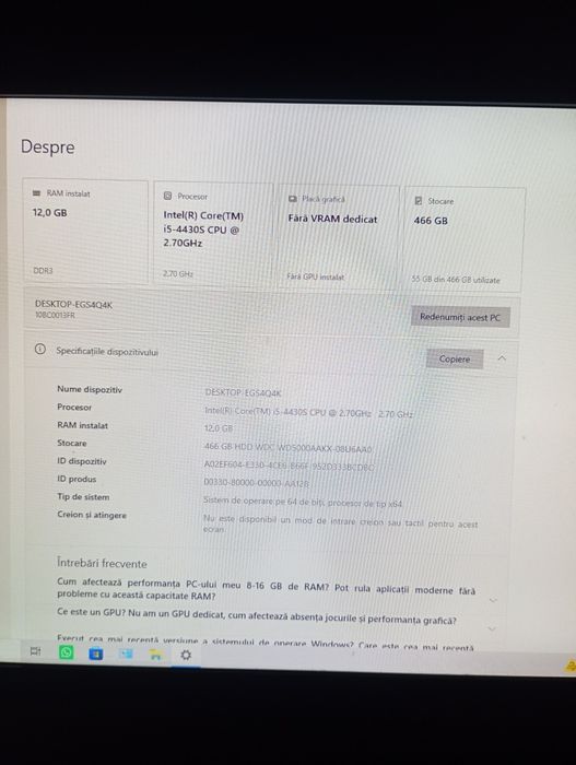 Dau și eu acest PC la vânzare cu Windows 10 pro  12 rami instalați