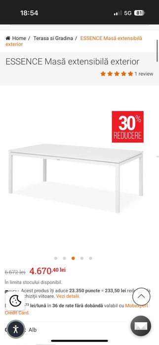 Mobillier gradina mobexpert, masa + 8 scaune