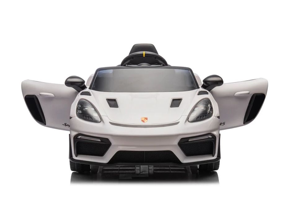 Porsche spyder rs 12v – детска акумулаторна кола, бяла, eva гуми