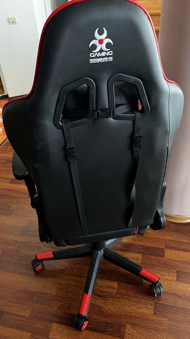 Scaun gaming MYRIA MG7409, piele ecologica, negru/rosu