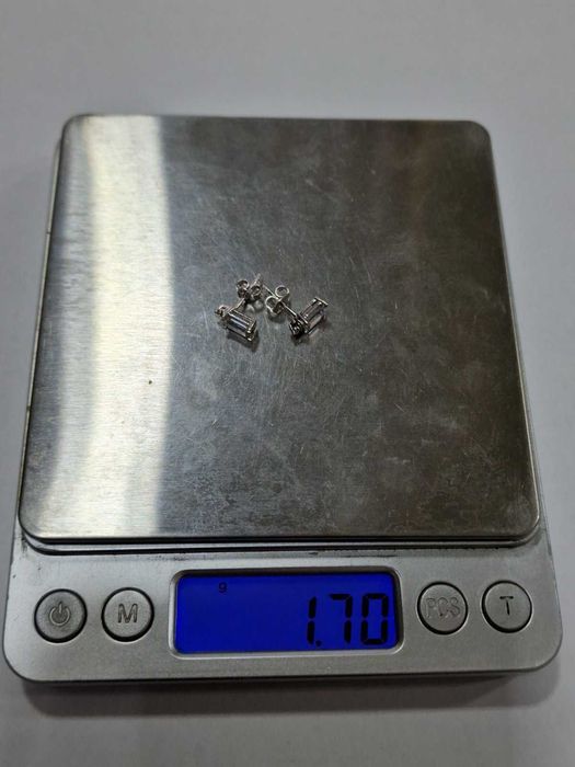 Комплект бяло злато 14К / синджир, обеци и пръстен / 6,16 гр.