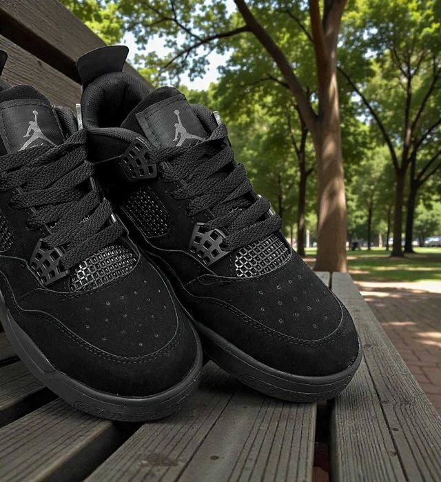 Adidasi Jordan 4 Retro Black Cat - Adidasi Fete Baieti