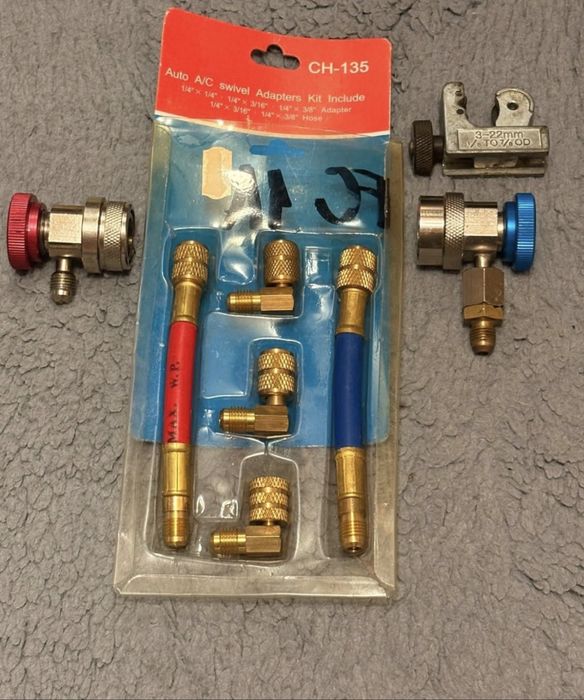 Set profesional adaptoare și cuple rapide A/C auto CH-135 + tăietor țeavă frigorifică