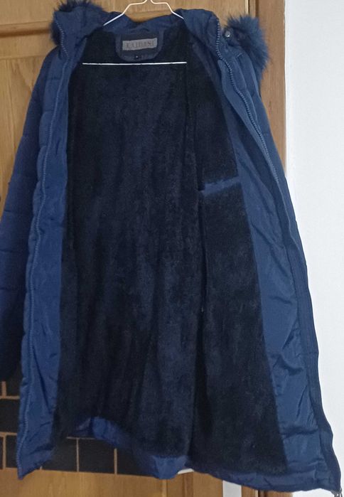 Geaca de iarna cu gluga si blanita dama 80 cm lungime