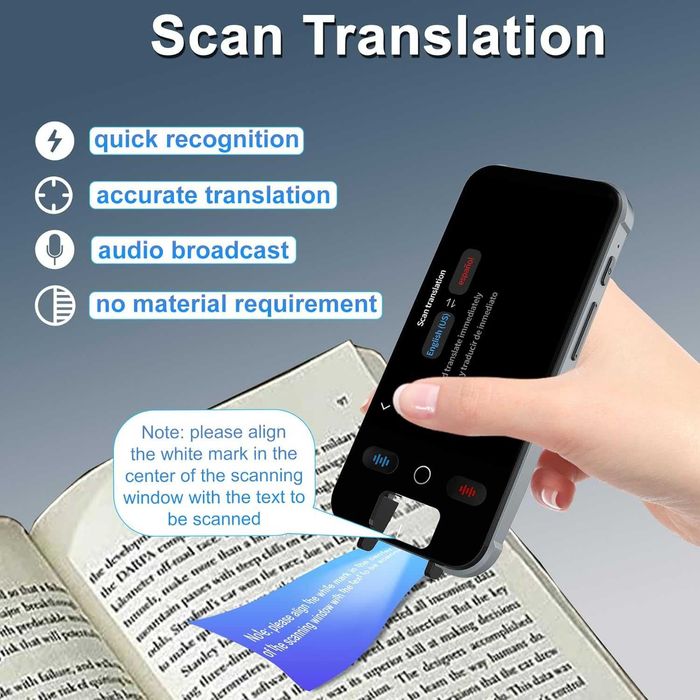 Многоезичен незабавен гласов преводач, скенер преводач с 90 езика, едновременен гласов преводач
