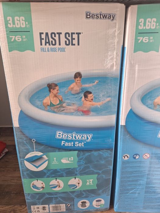 НОВИ!Bestway Басейн Fast Set с филтърна помпа3,66