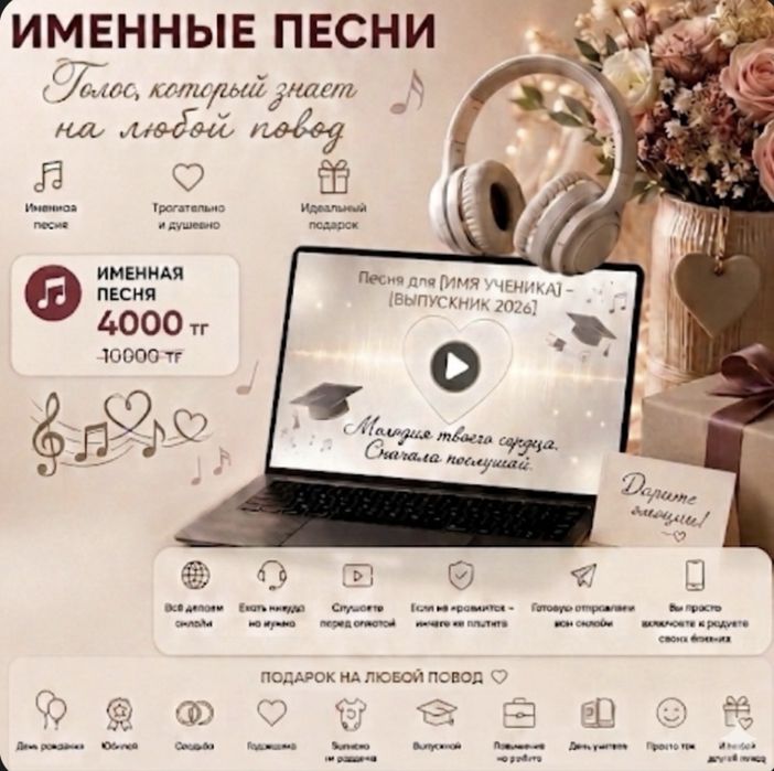 Именные песни за 4000 тг