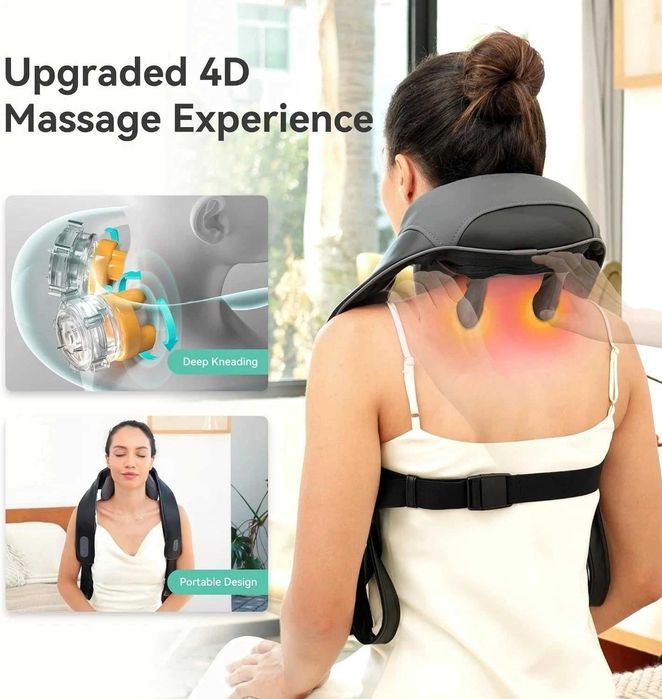 Безжичен, преносим 4D Shiatsu масажор