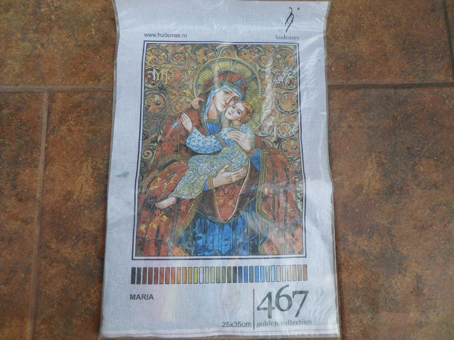 Goblen de cusut cu fire incluse Maria,Petru eliberat de inger,Fecioara 25 pe 35cm
