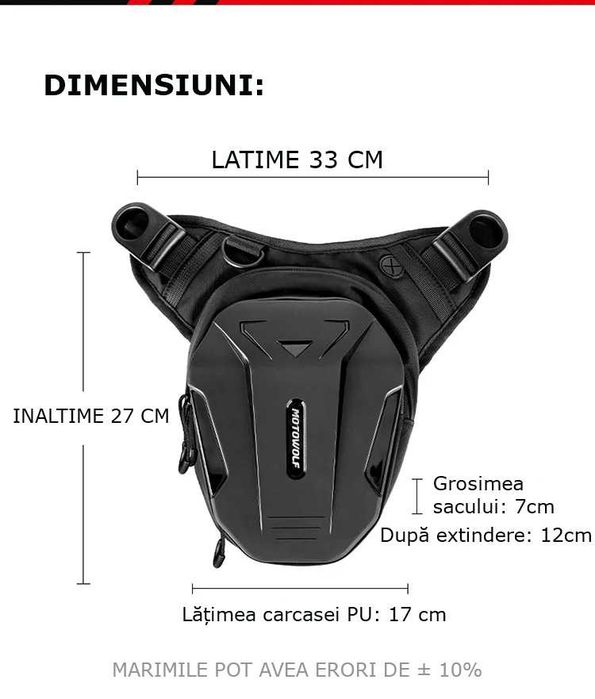 Geantă de picior/umar moto Motowolf, extensibilă, hardshell