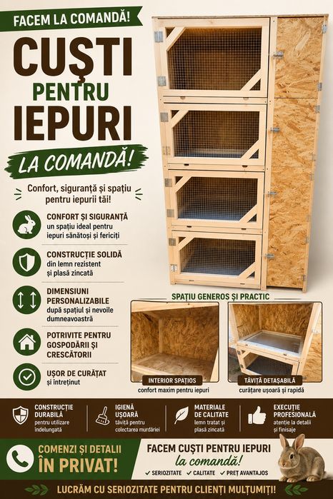 Cuști de iepure de vînzare.
