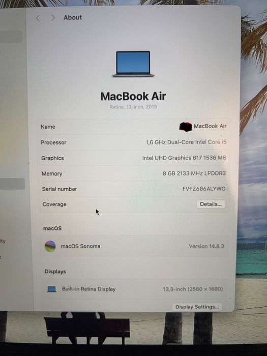 Macbook Air 13 2019 Retina deblocare cu amprenta