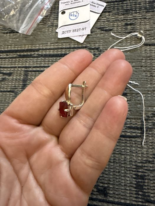 Кольцо 19 размер, серьги  (серебро и рубин)