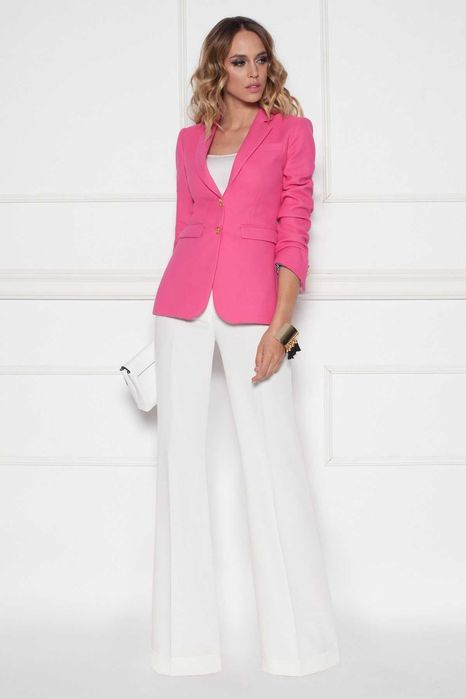 Pantaloni evazati albi (ivory) dama, marimea 40