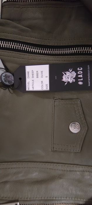 Geaca de piele naturala LADC, kaki, masura S