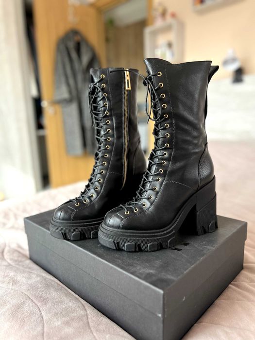 Дамски кожени ботуши Musette – естествена кожа, номер 38, черни